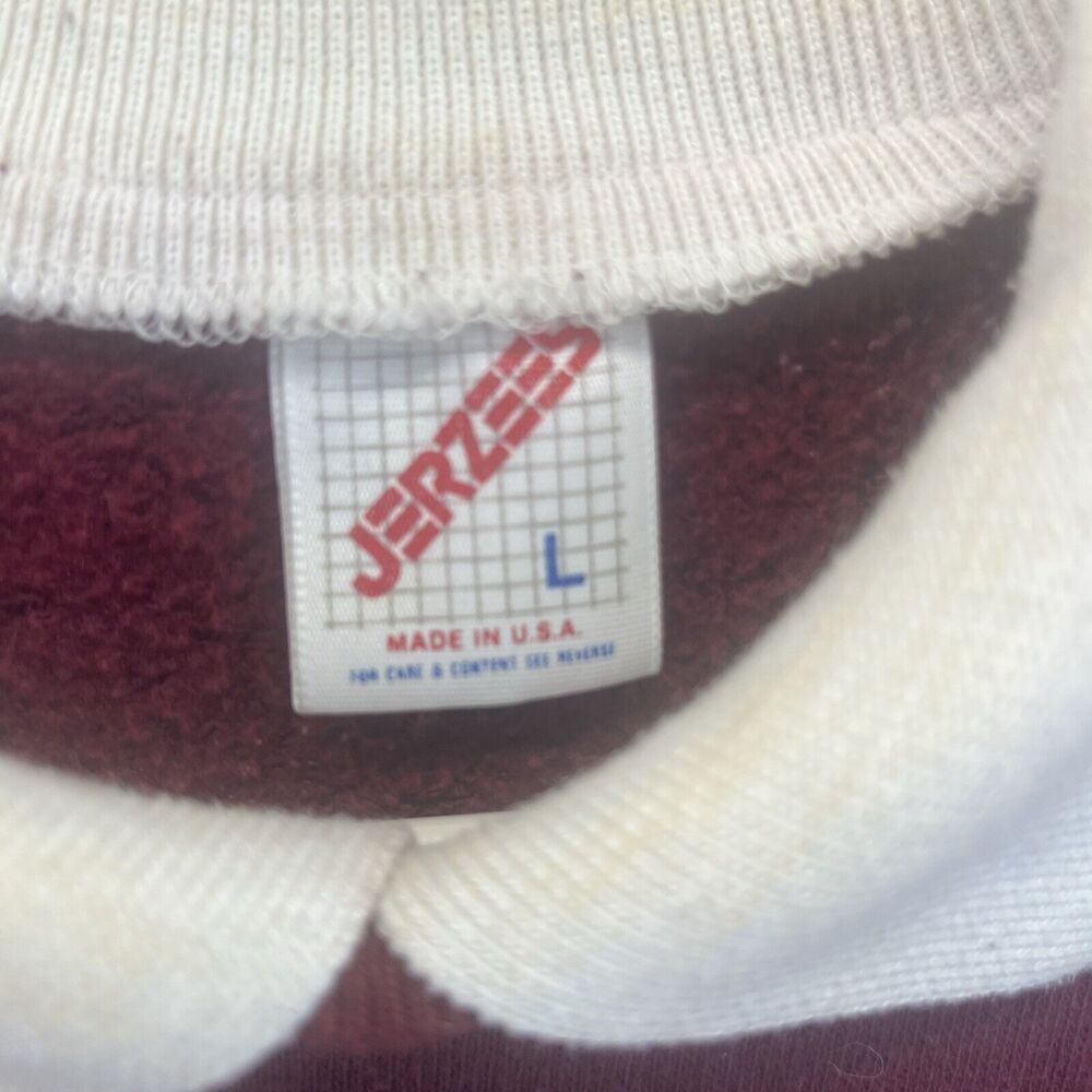 Jerzees Maroon L Collared Patchwork Sweatshirt Co… - image 8